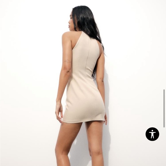 New Zara Tan Cutout Mini Dress - Picture 2 of 4